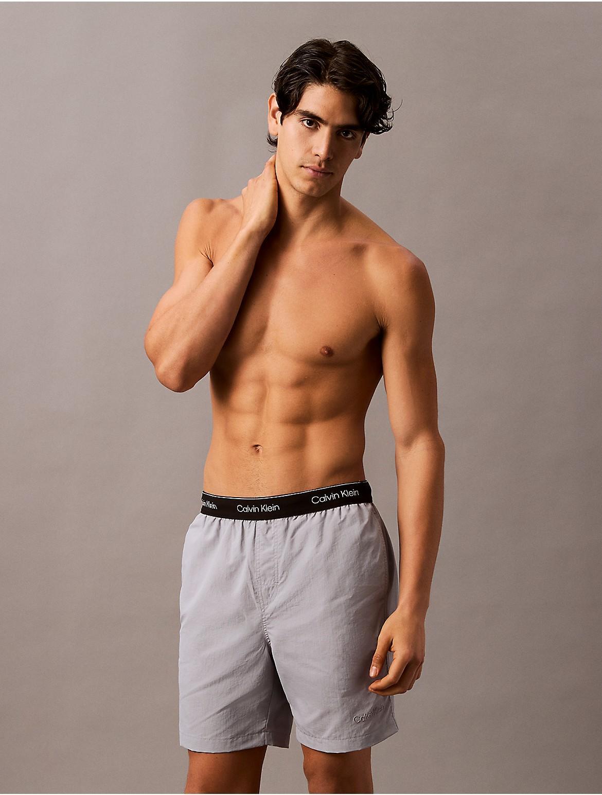 Calvin Klein Men's Logo Waistband Swim Shorts - Grey - M Product Image