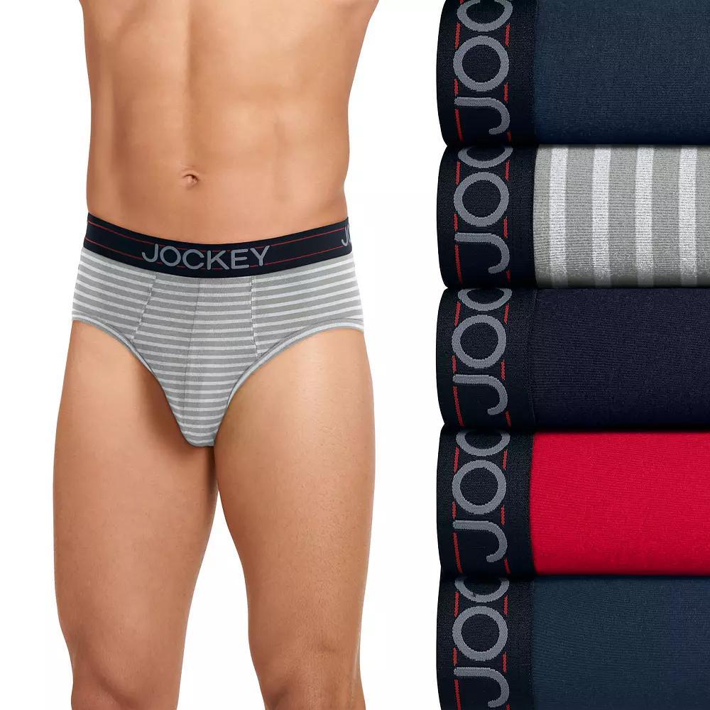 Men's Jockey® 5-Pack Cotton Blend Brief, Size: Large, Blue Red Product Image