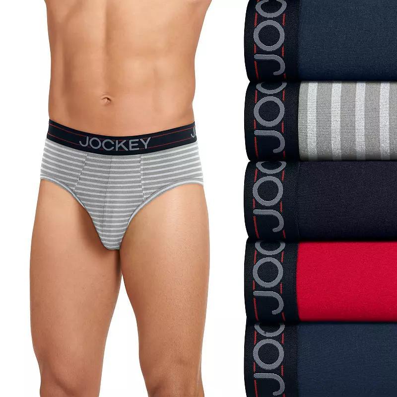 Men's Jockey® 5-Pack Cotton Blend Brief, Size: Large, Blue Red Product Image