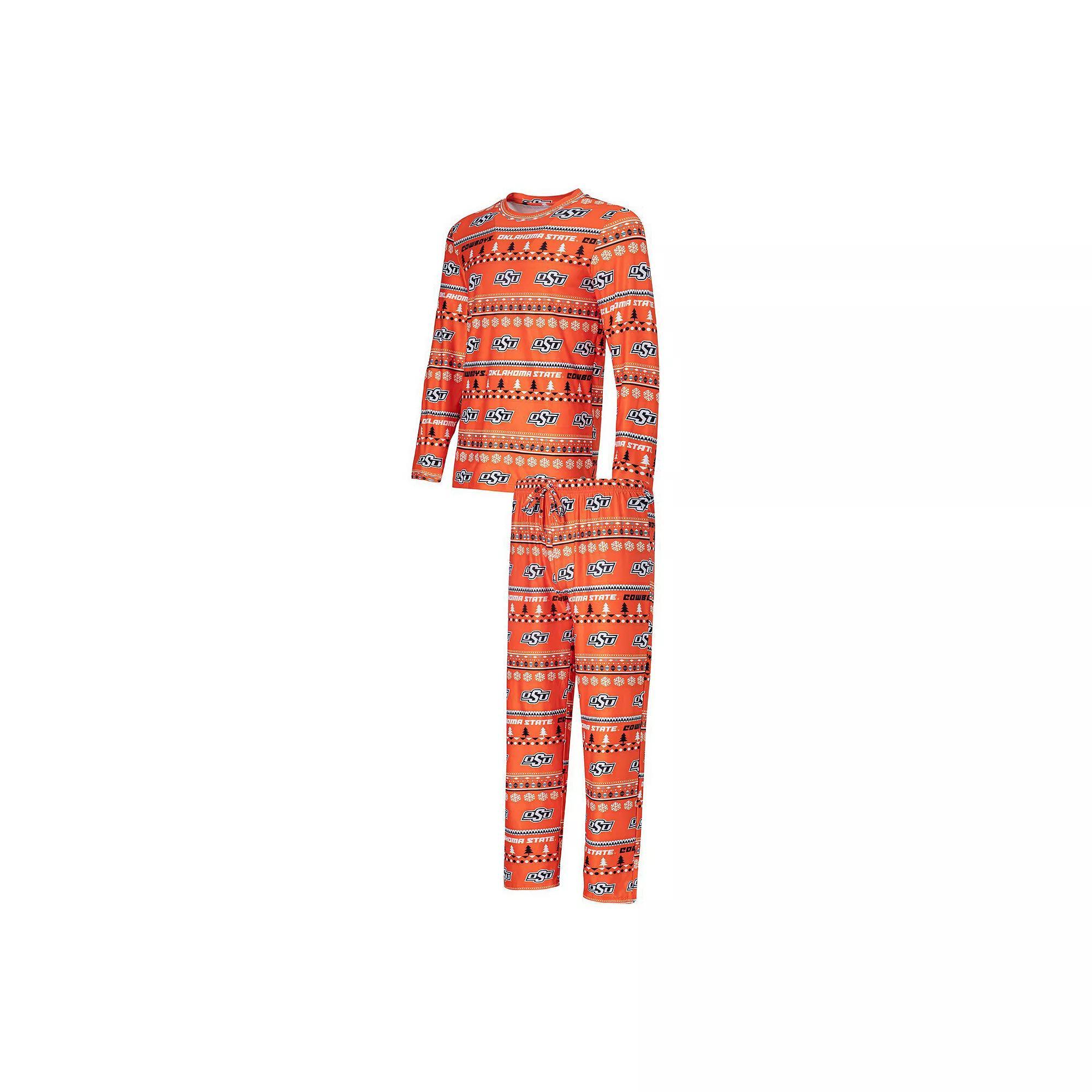 Men's Concepts Sport Orange Oklahoma State Cowboys Swivel Long Sleeve T-Shirt & Pants Sleep Set, Size: Small Product Image