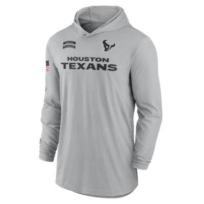 Men's Nike Gray Houston Texans 2024 Salute to Service Lightweight Performance Long Sleeve Hooded T-Shirt, Size: 3XL, Grey Product Image