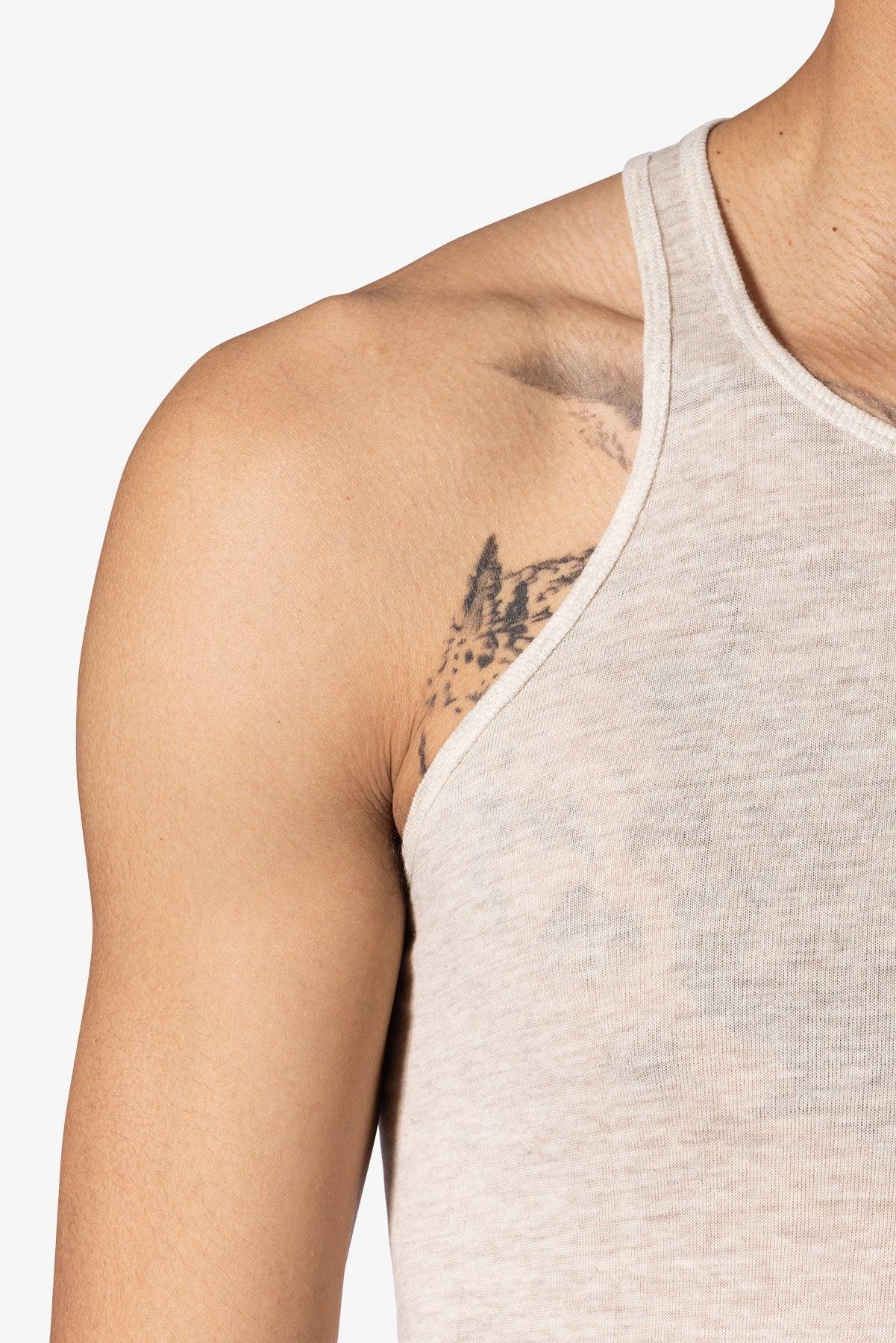 Sheer Knit Racer Tank - Grey Product Image