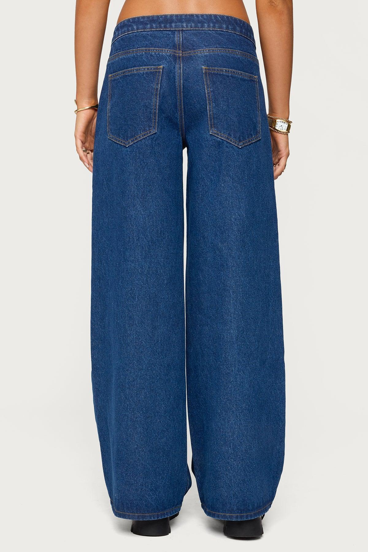 Edie Belt Detail Low Rise Jeans Product Image