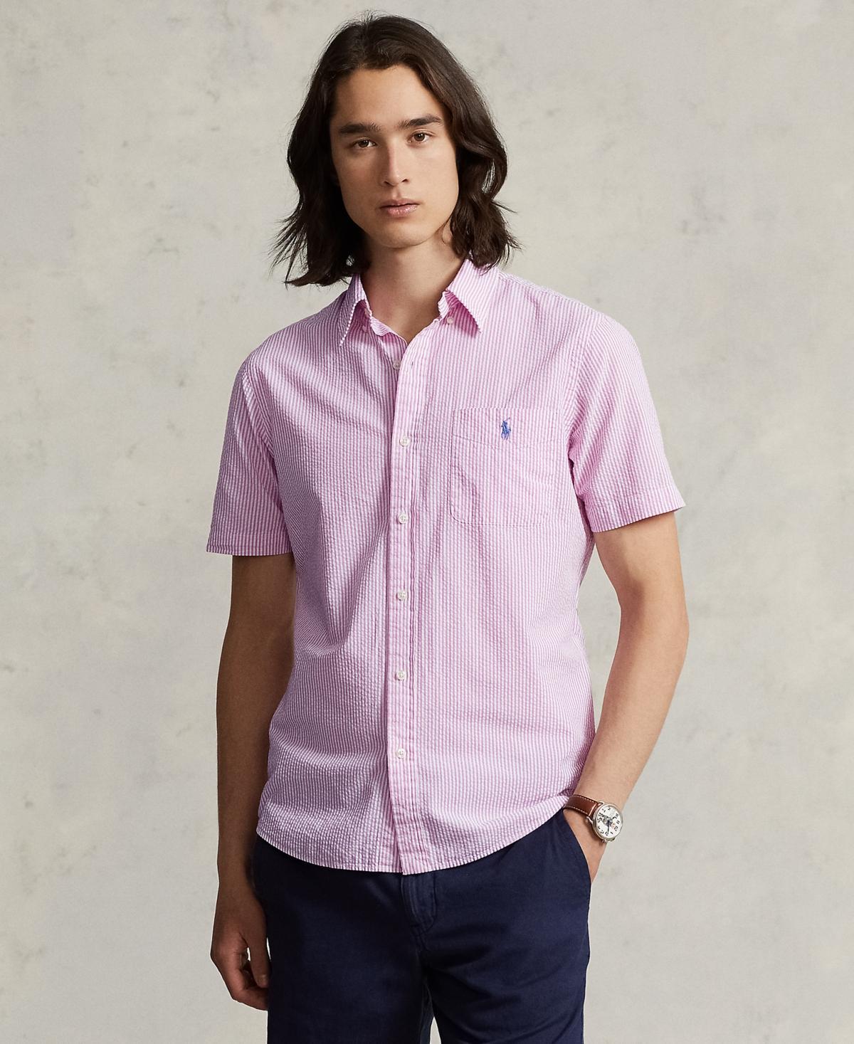 Mens Prepster Seersucker Untucked-Length Shirt Product Image