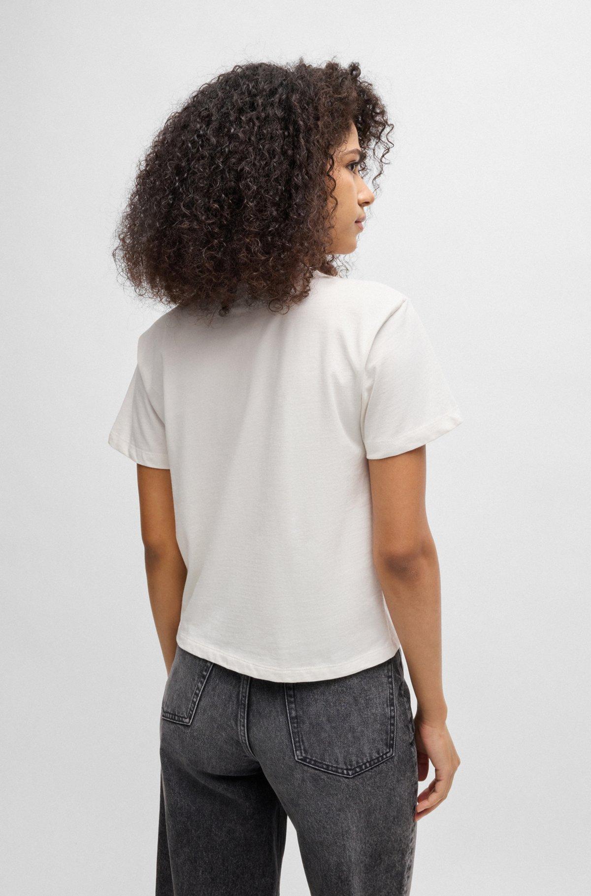 HUGO - Cotton T-shirt with seasonal graphic print - White Product Image
