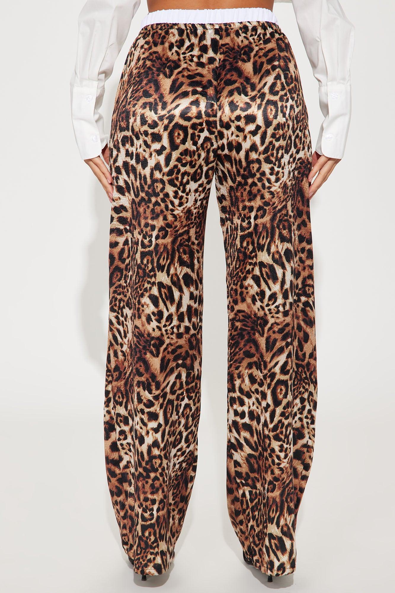 Sasha Leopard Satin Pant - Brown/combo Product Image