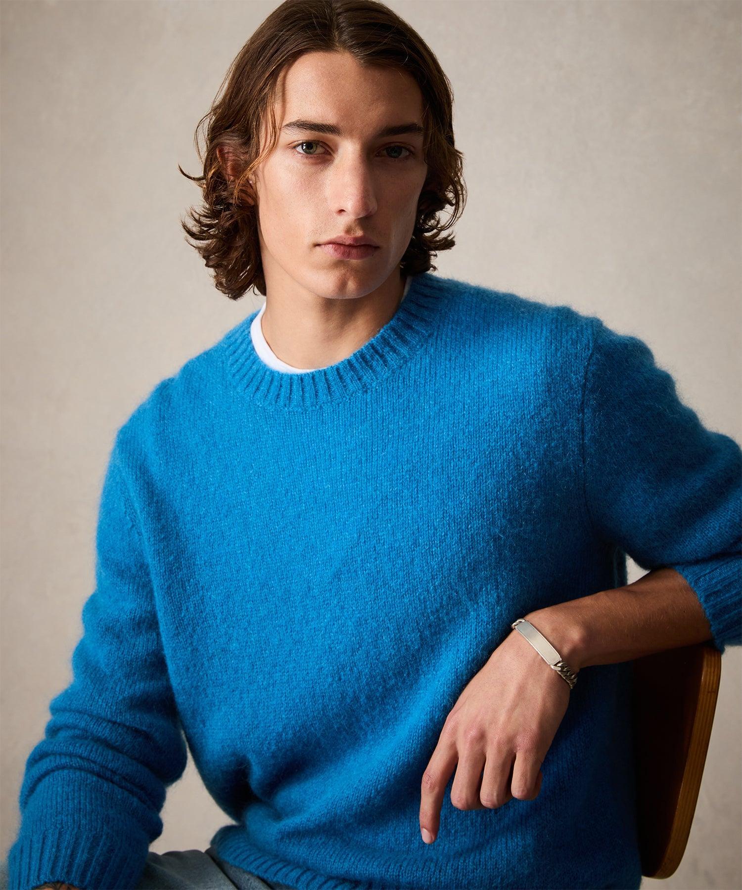 Brushed Mohair Crewneck Sweater in Blue Toile Product Image