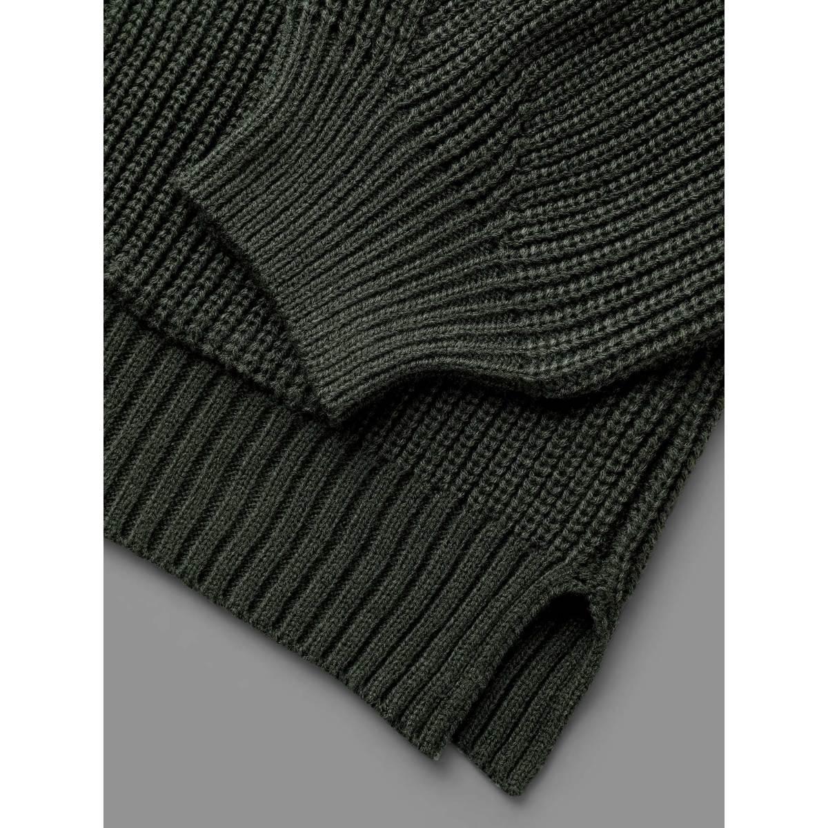 Plus Size Textured Lantern Sleeve Split Hem Cardigan DarkGreen Women Casual Loose Long Sleeve Everyday Cardigans BloomChic 10/M Product Image