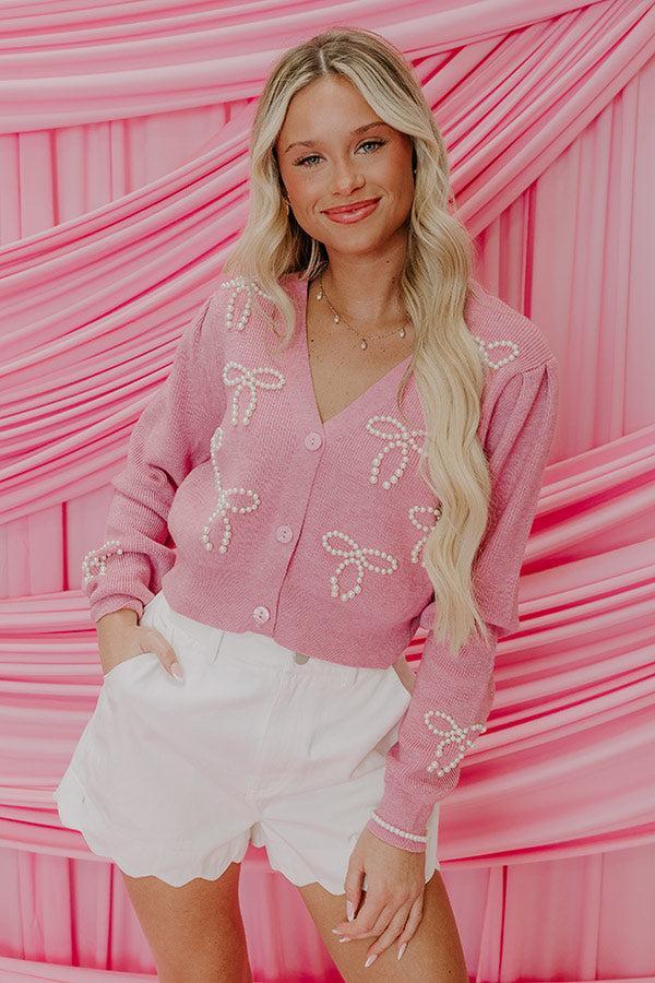 Coquette Dreams Pearl Embellished Sweater Top Product Image
