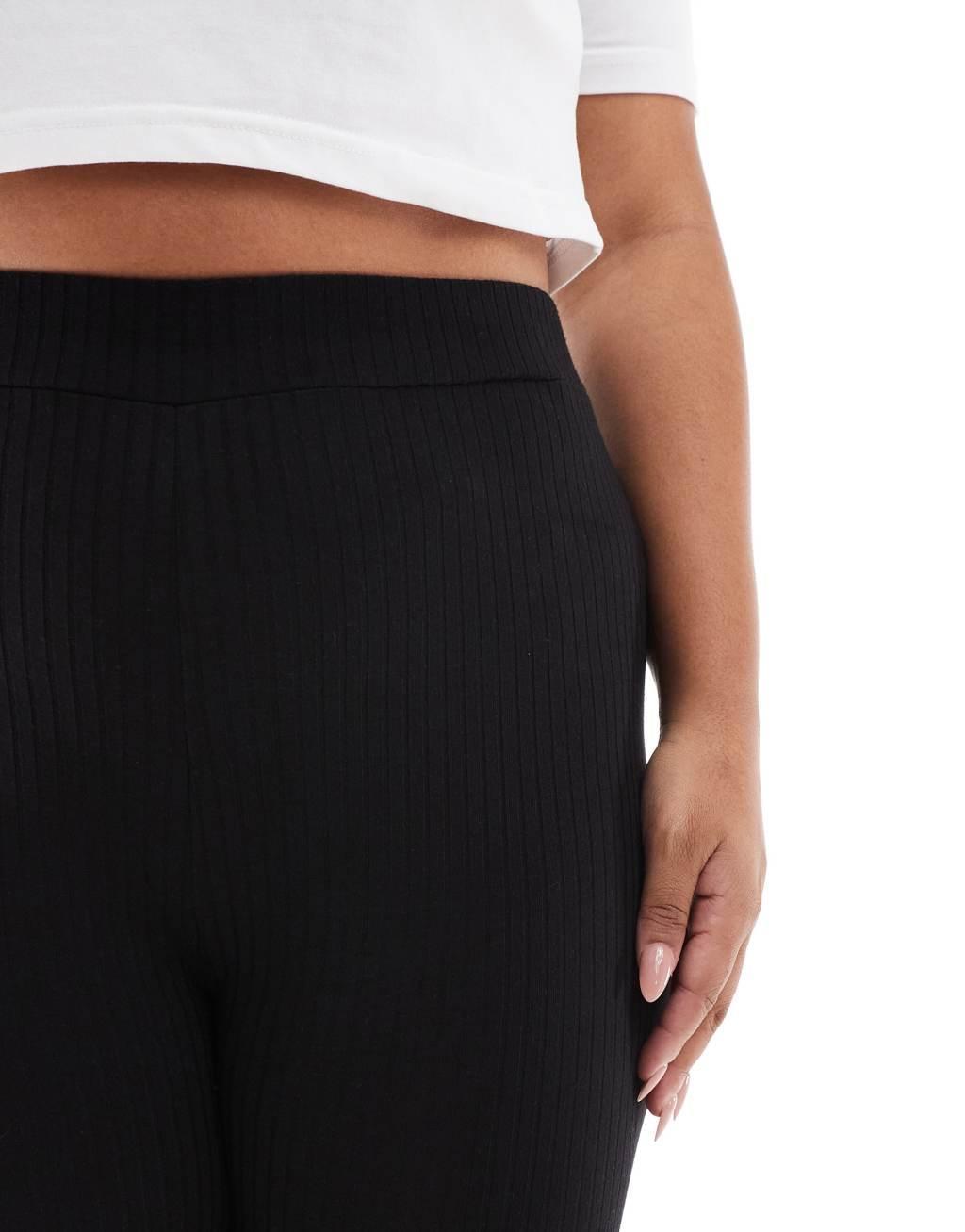 Yours ribbed leggings in black Product Image