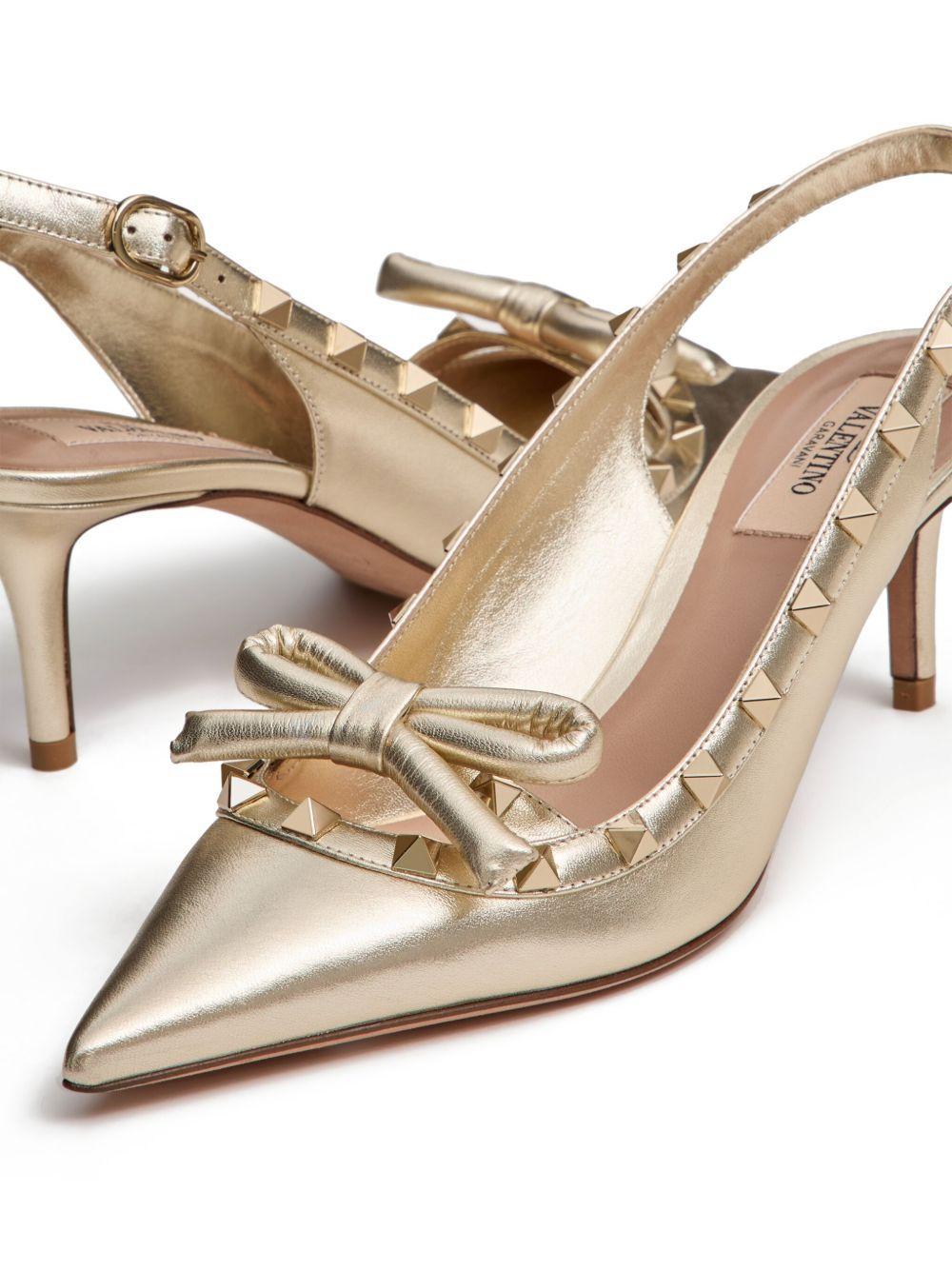 60mm Rockstud Bow slingback pumps Product Image