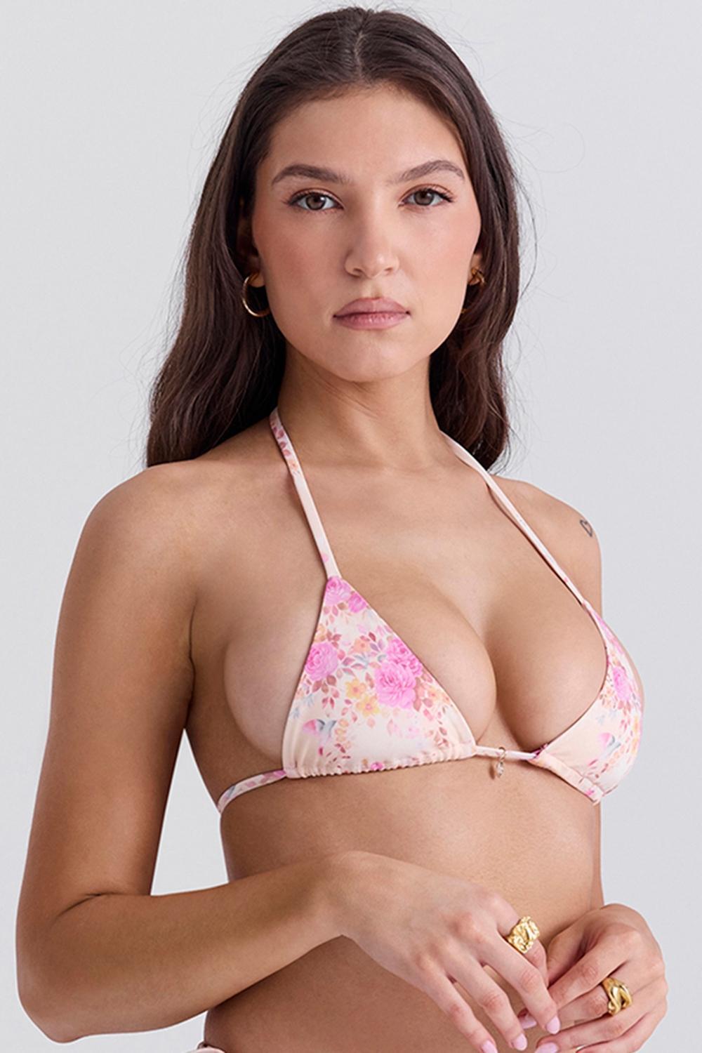 Caribe Floral Print Bikini Top Product Image