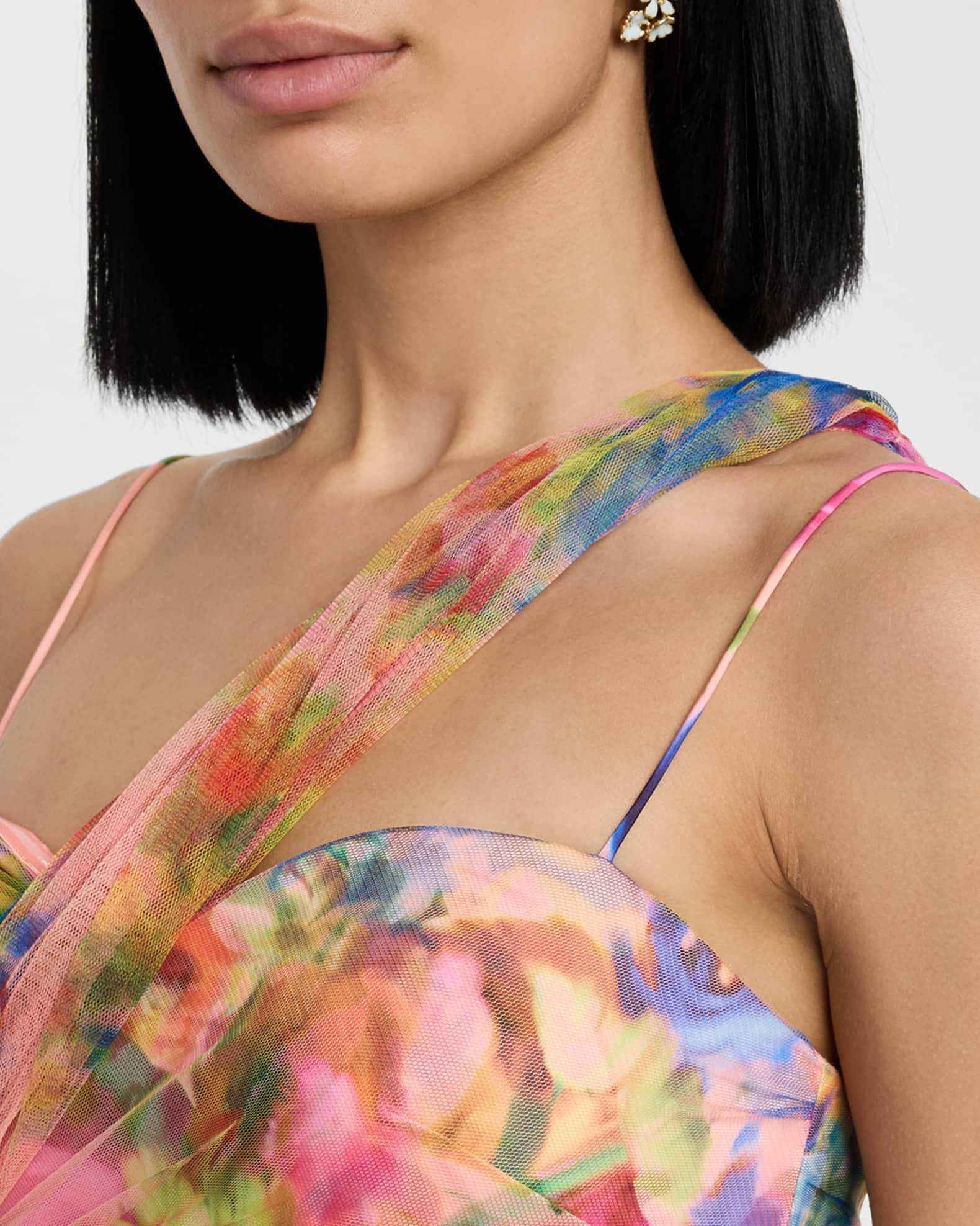 Macie Ruched Floral-Print Tulle Gown Product Image