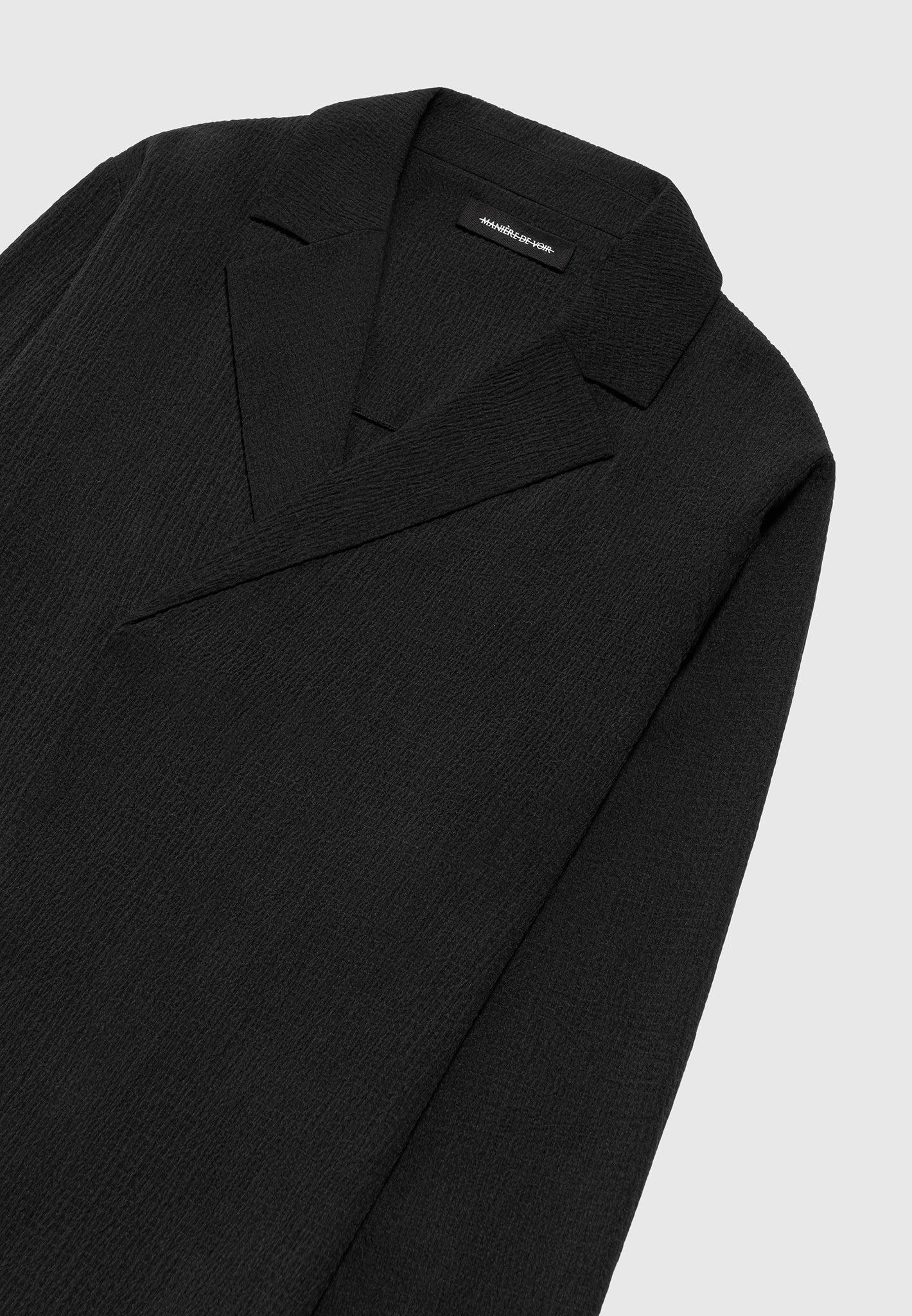Seersucker Double Breasted Overshirt - Black Male Product Image