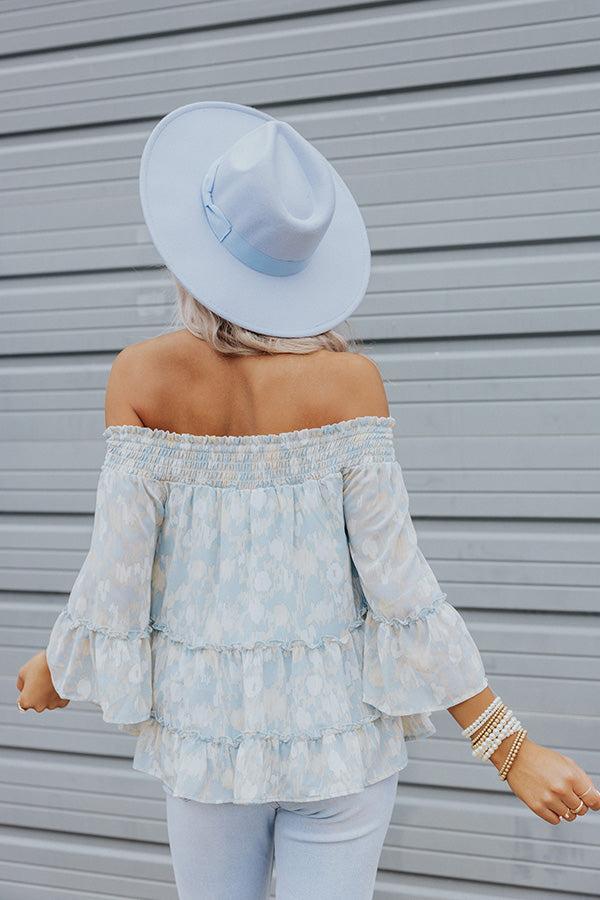 Flirty Phase Off Shoulder Top In Sky Blue Product Image