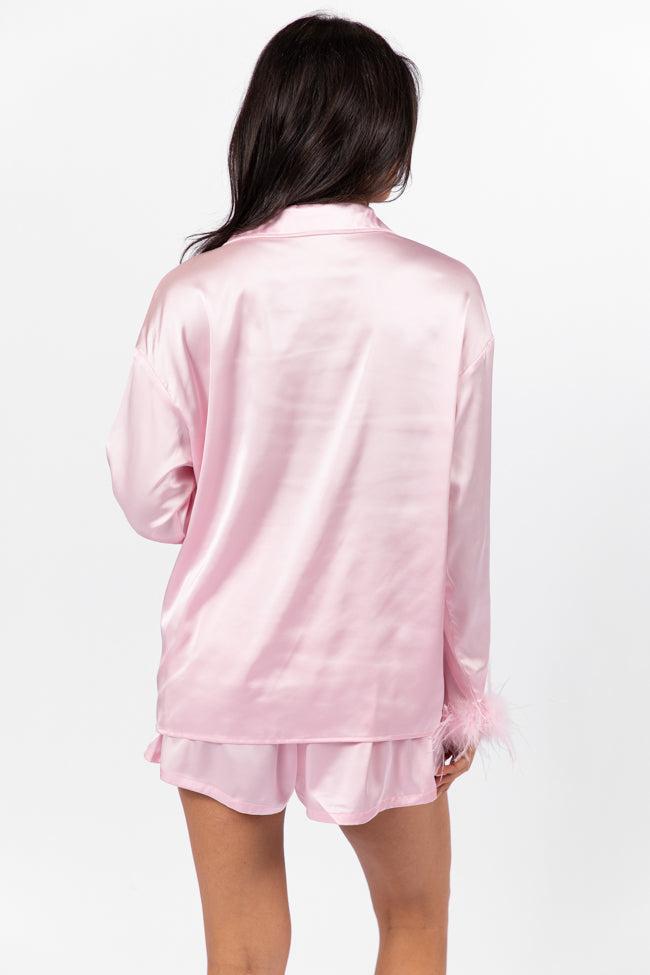 Early Riser Pale Pink Satin Pajama Top SALE Product Image