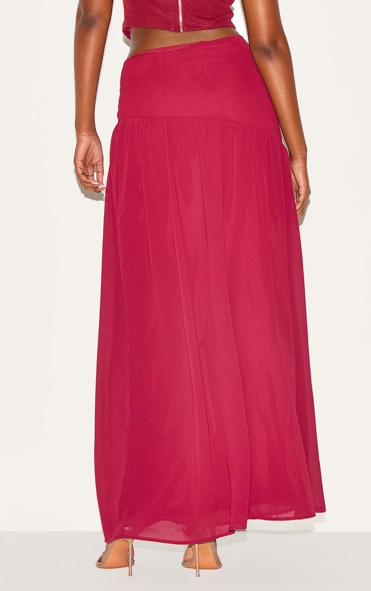 Wine Asymmetric Drop Waist Maxi Skirt Product Image
