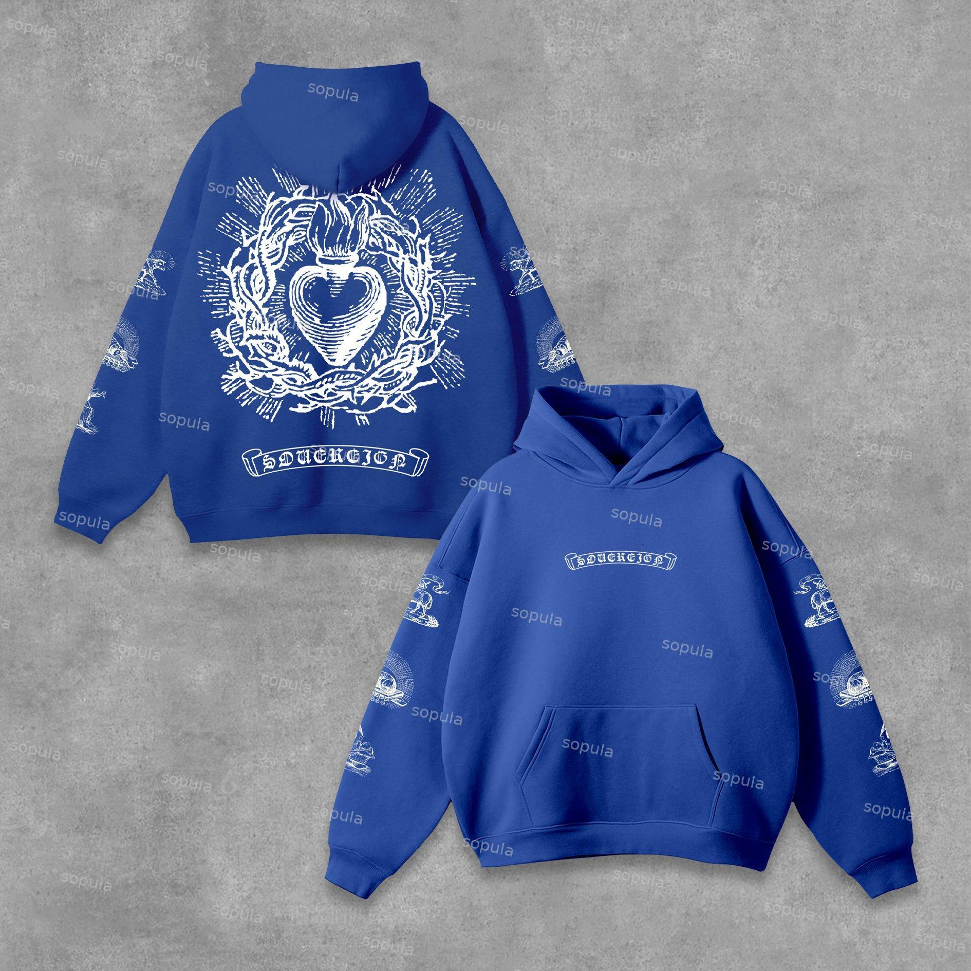 Sopula Unisex Men's Sovereign Faith Sacred Heart Graphics Pocket Hoodie Product Image