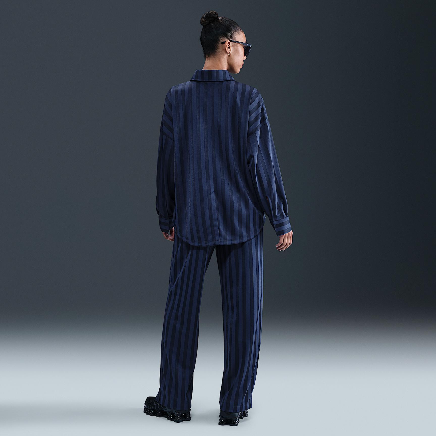 Women's Nike Sportswear Oversized Jacquard Striped Button-Down Shirt Product Image
