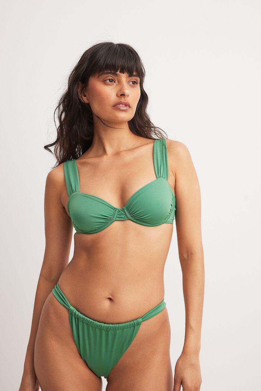 Shiny High Cut Draped Bikini Panty Product Image