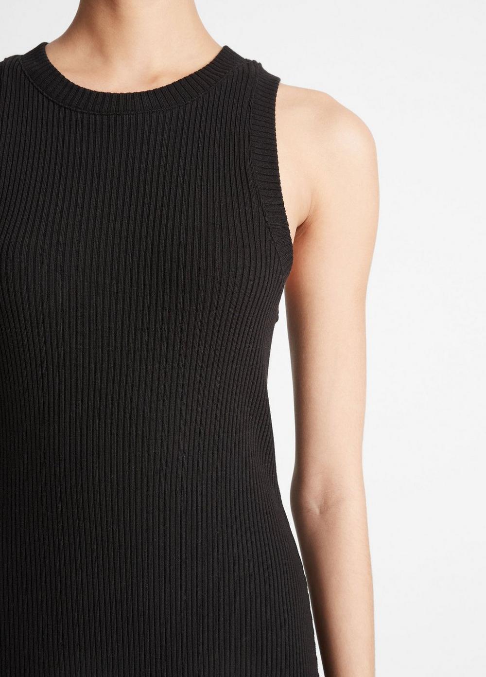 Womens Ribbed High-Neck Tank Dress, Black, Size M Vince Product Image
