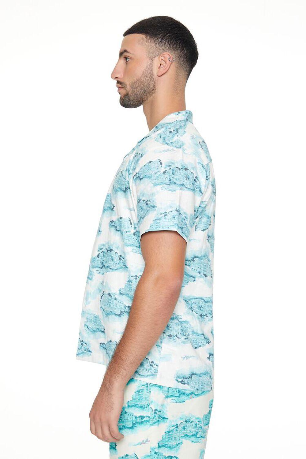 Linen-Blend Cityscape Print Shirt | Forever 21 Product Image