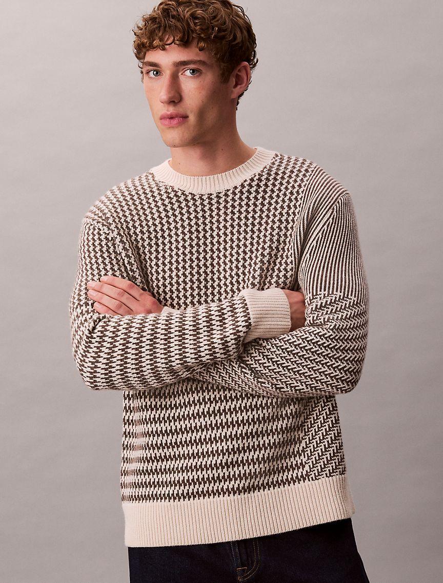 Wool Blend Patterned Relaxed Sweater Product Image