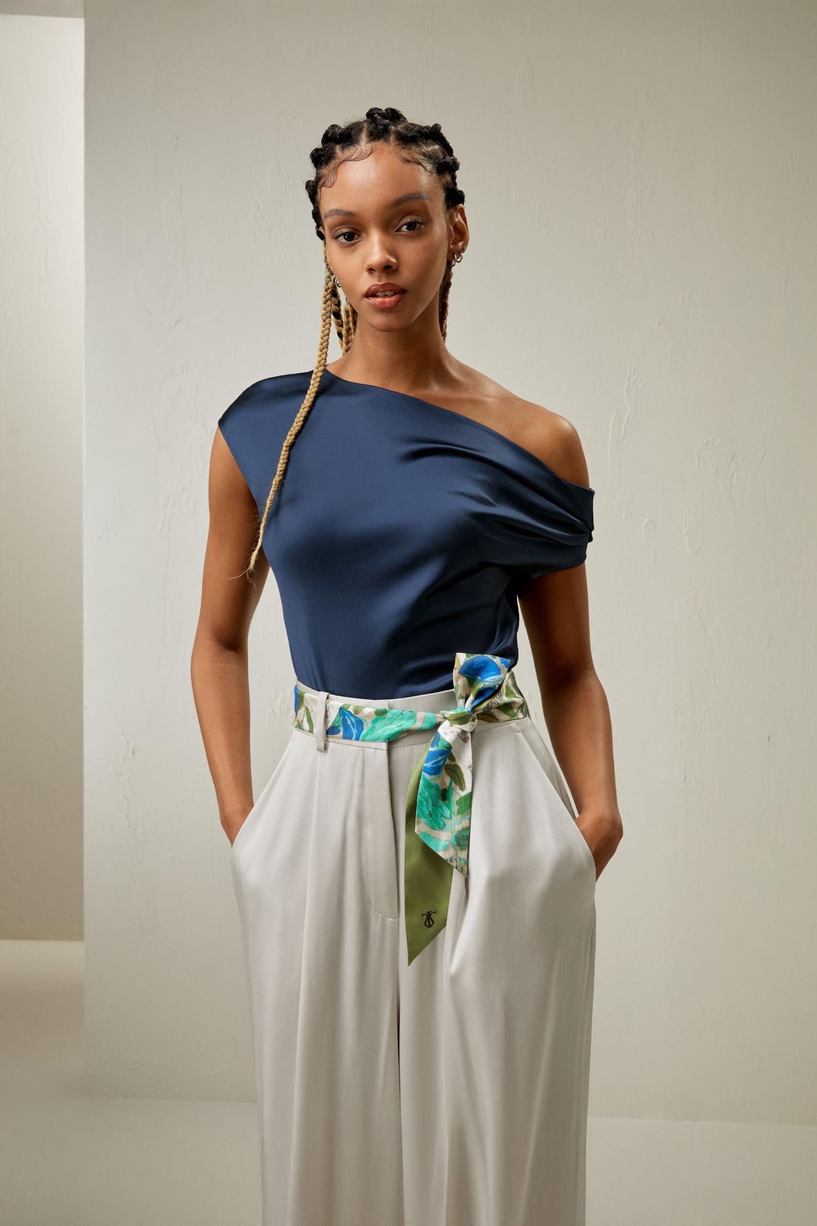 Boat Neck Silk Top Product Image