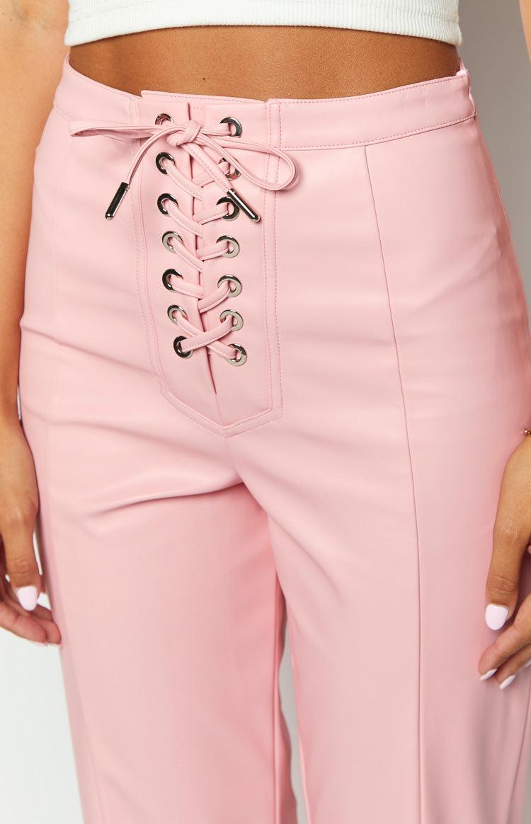 Elevate Pink PU Leather Pants Product Image