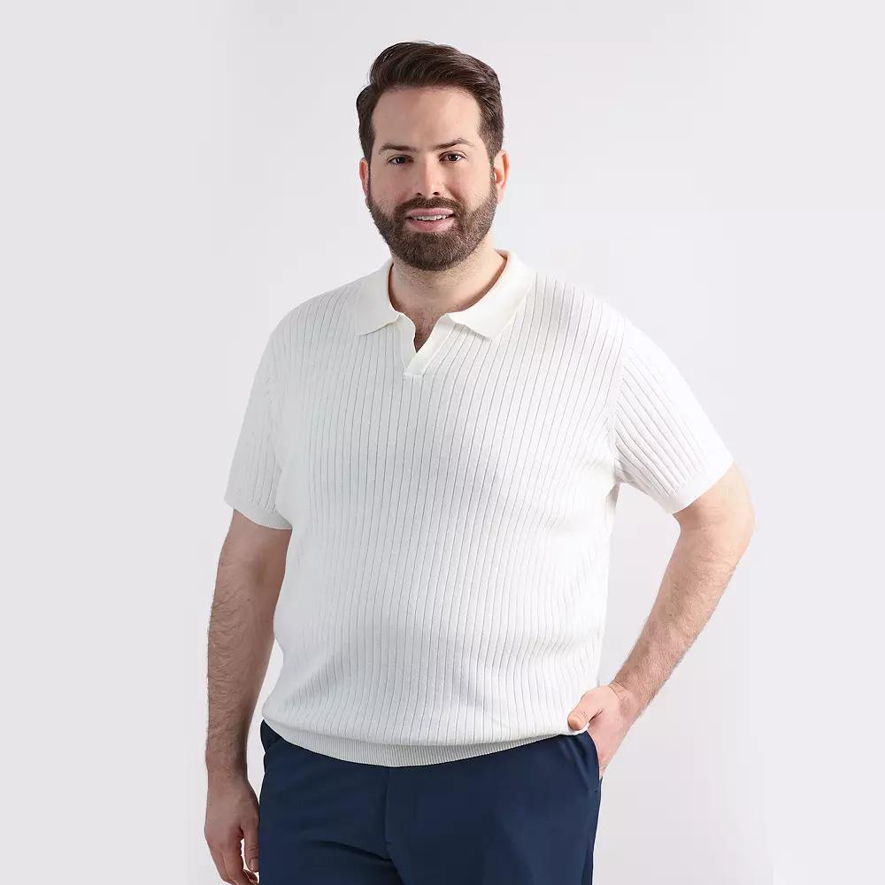Big & Tall Haggar Mens Johnny Collar Slim Fit Ribbed Sweater Product Image