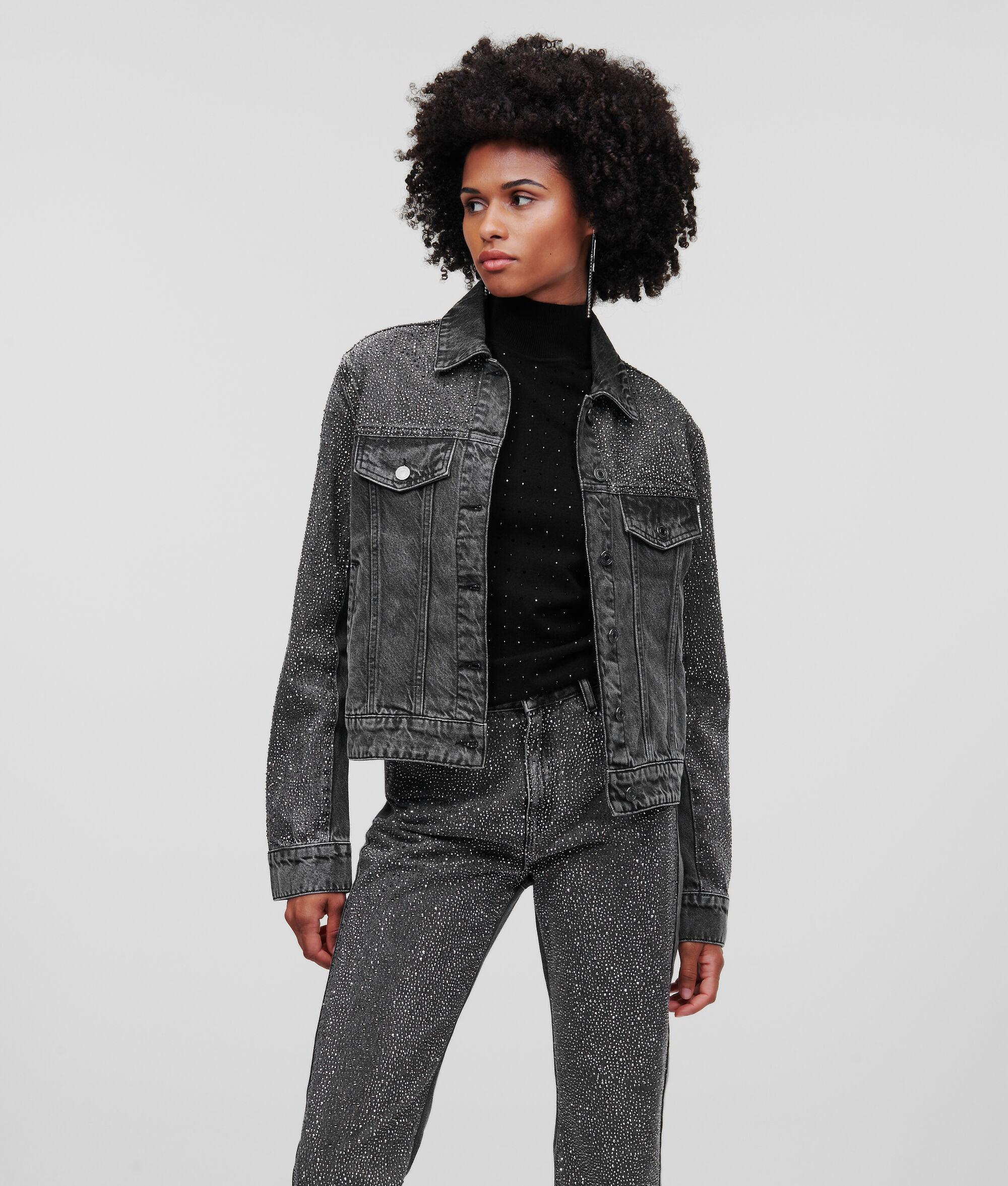 RHINESTONE-EMBELLISHED DENIM JACKET Product Image