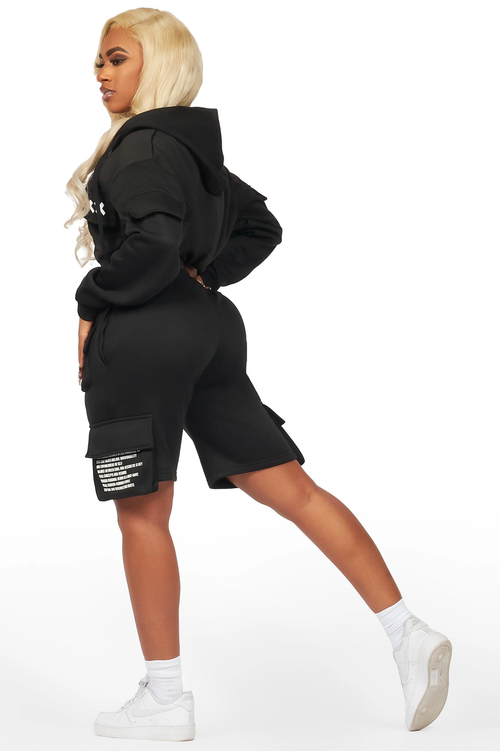 Natanya Black Cargo Short Set Female Product Image