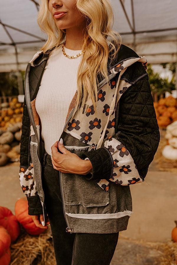Falling For Autumn Quilted Sweater in Black Product Image