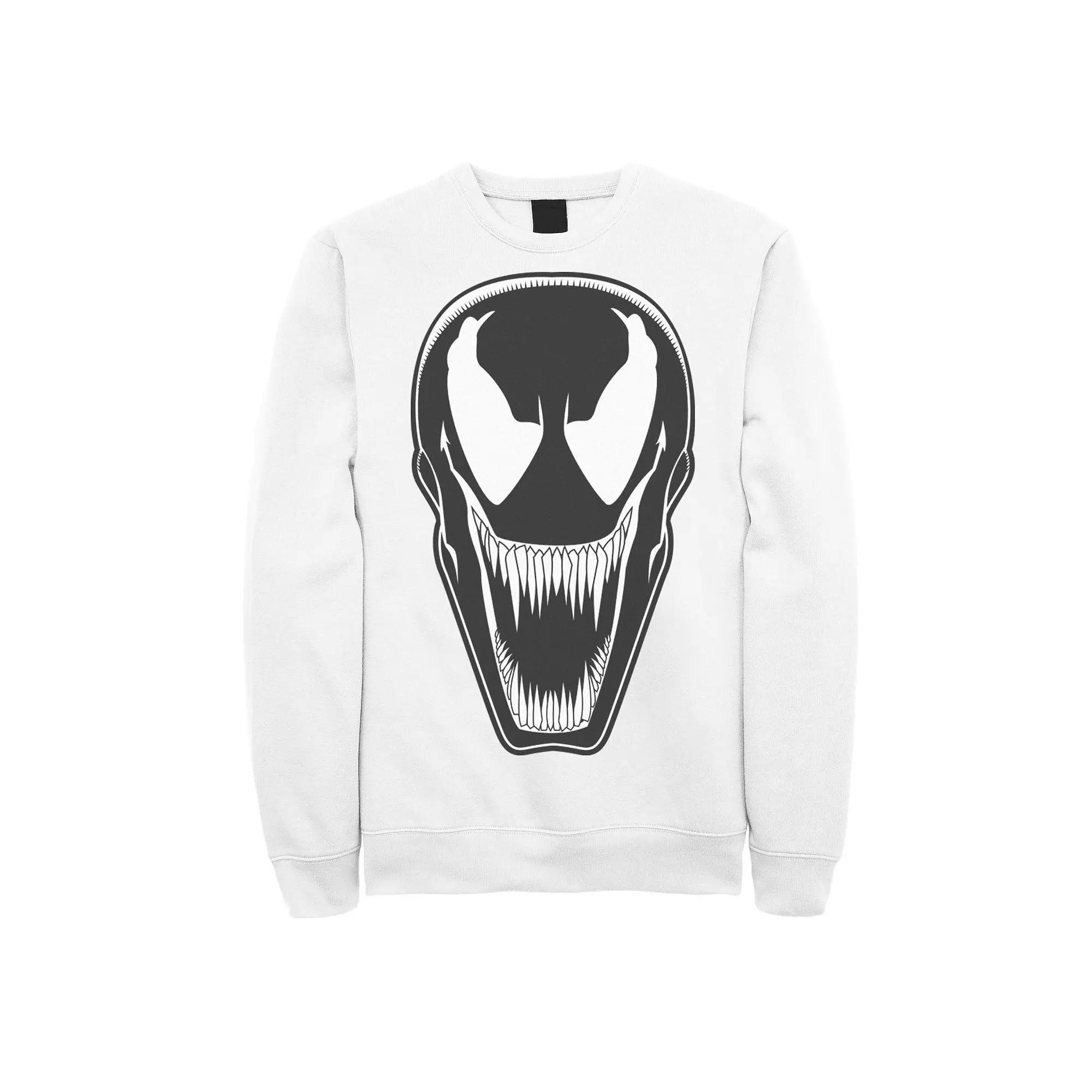 Men's Marvel Venom Iconic Openmouth Symbiote Face Graphic Fleece Pullover, Size: Large, White Product Image