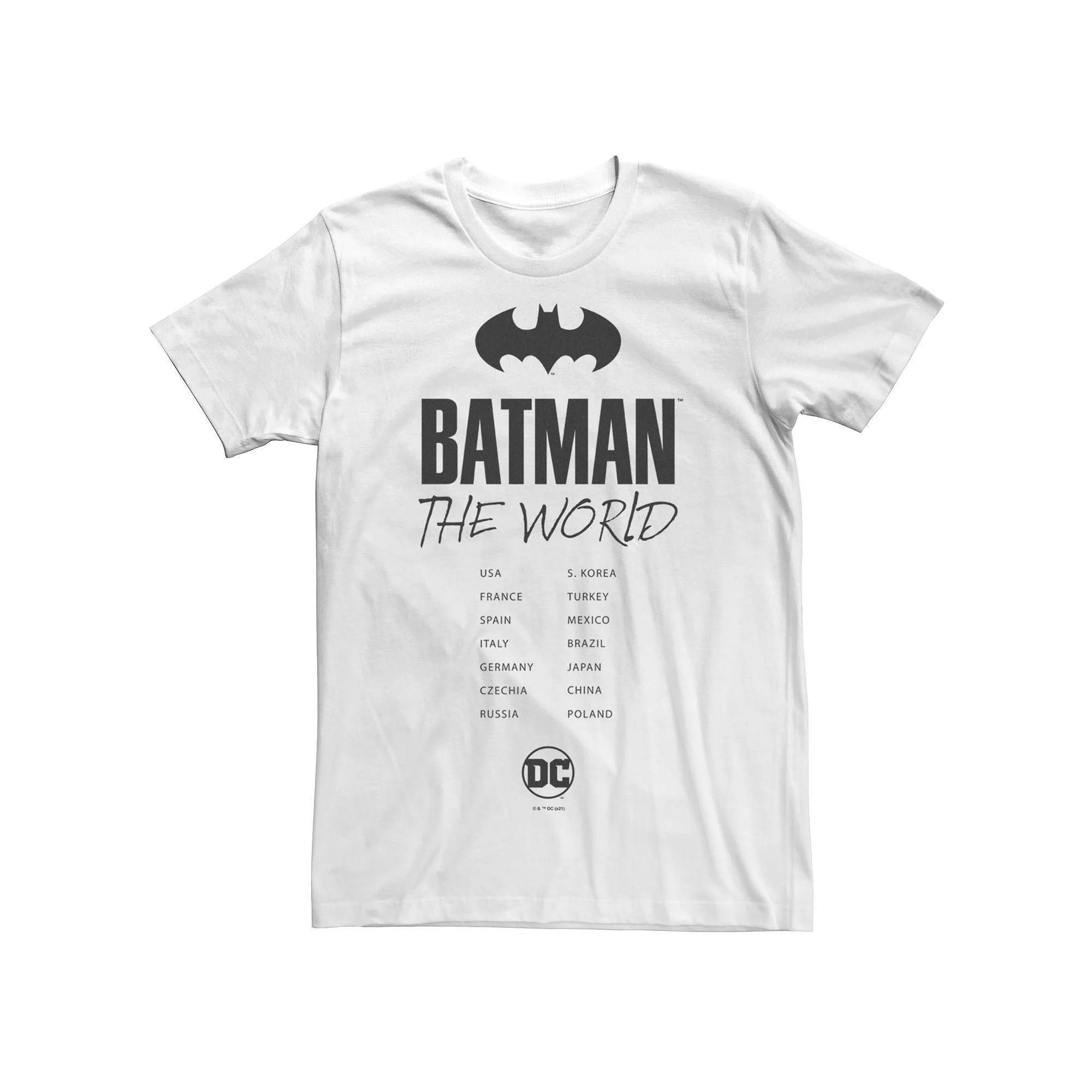 Men's Batman: The World White Bat Logo Stamp Tee, Boy's, Size: XS Product Image