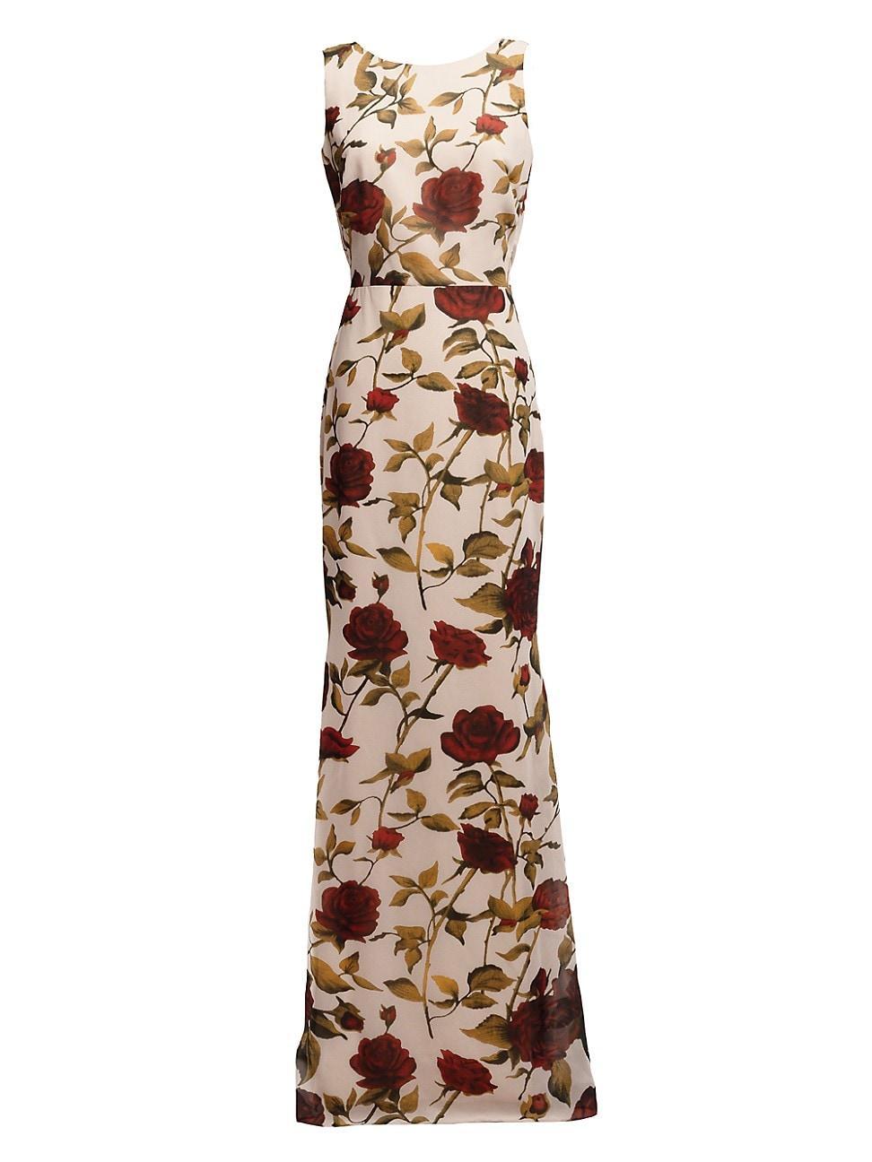 Womens Cherilyn Floral Chiffon Sleeveless Gown Product Image