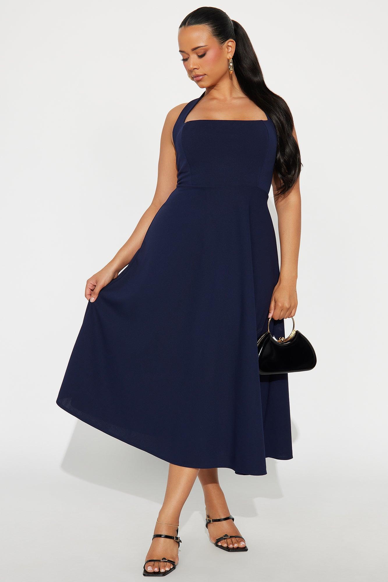 Alena Halter Midi Dress - Navy Product Image