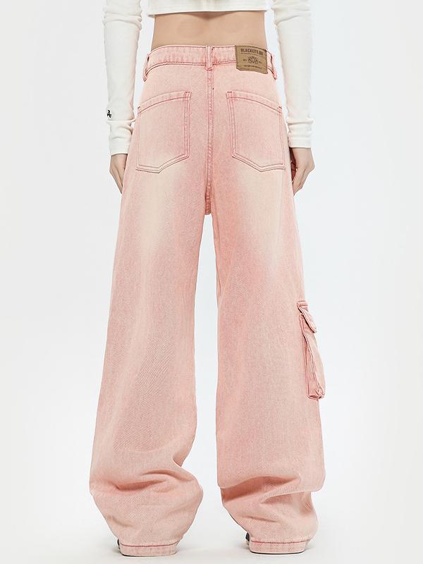 Graffiti Print Straight Cargo Jeans Product Image