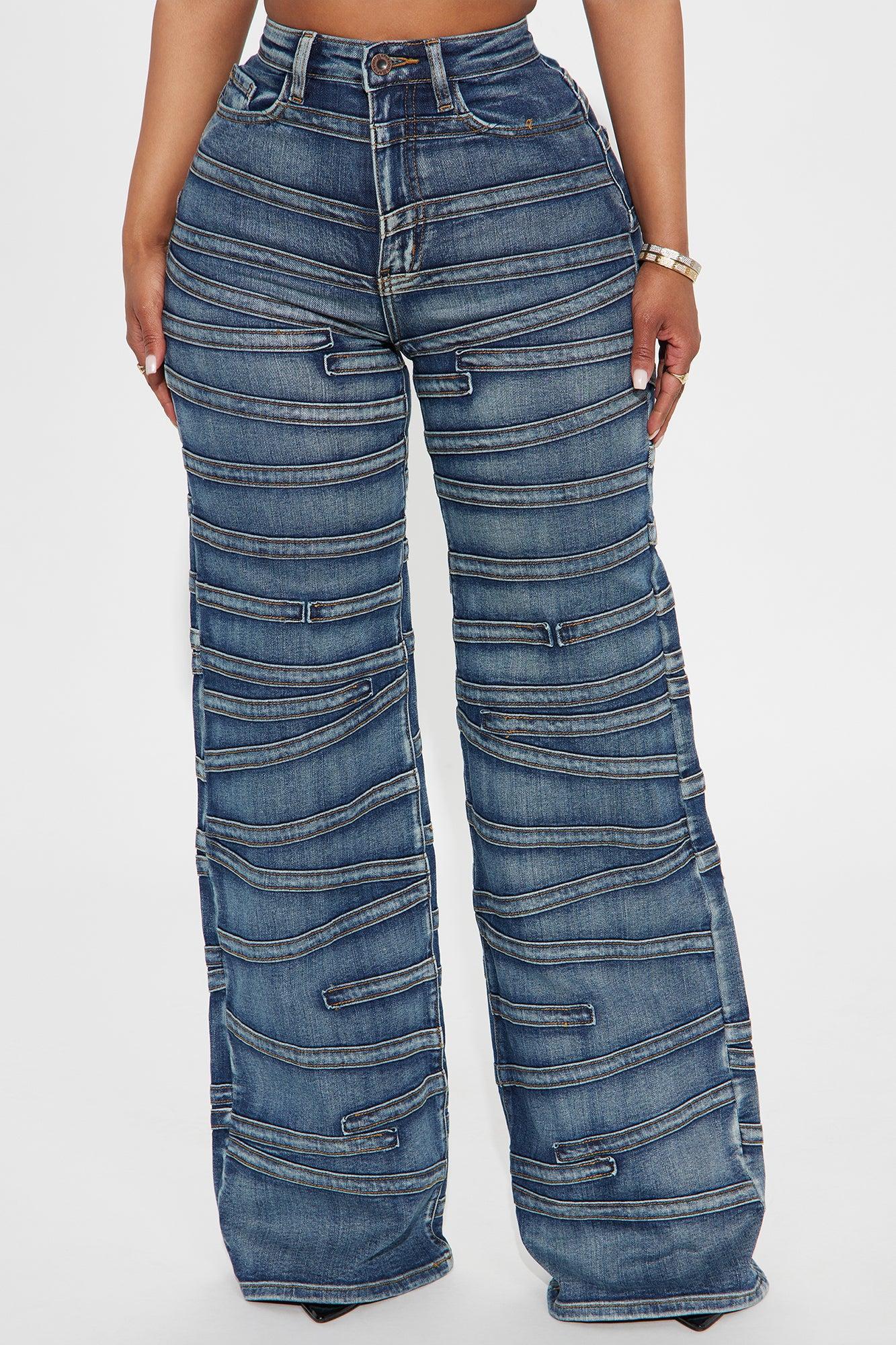 Seams Natural Wide Leg Jeans - Dark Wash Product Image