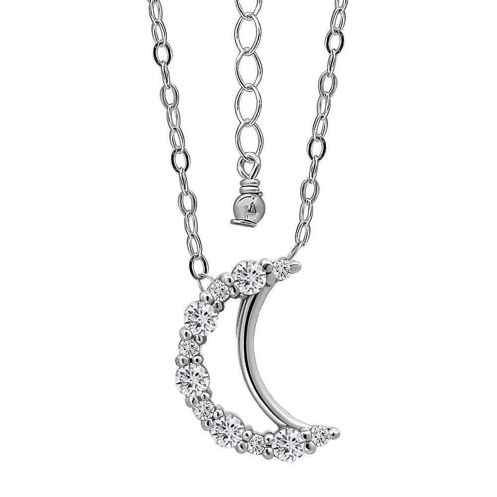 Aleure Precioso Sterling Silver Cubic Zirconia Moon Pendant Necklace, Women's, Size: 18" Product Image
