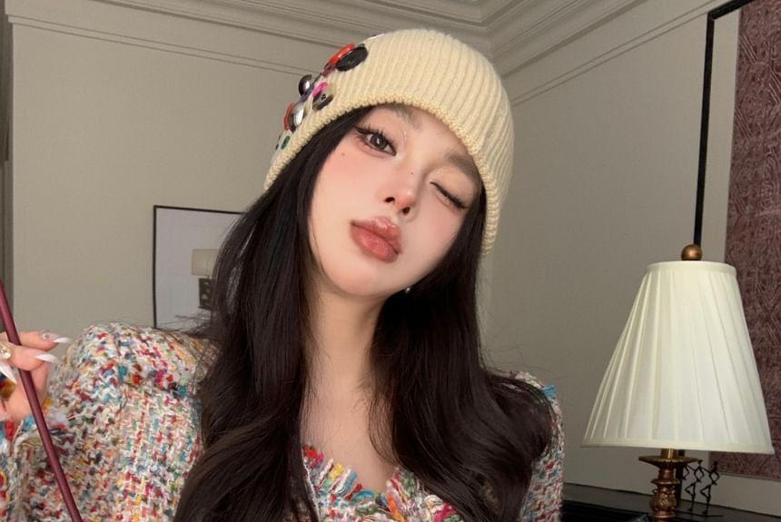 Frayed Multicolor Knit Jacket Product Image