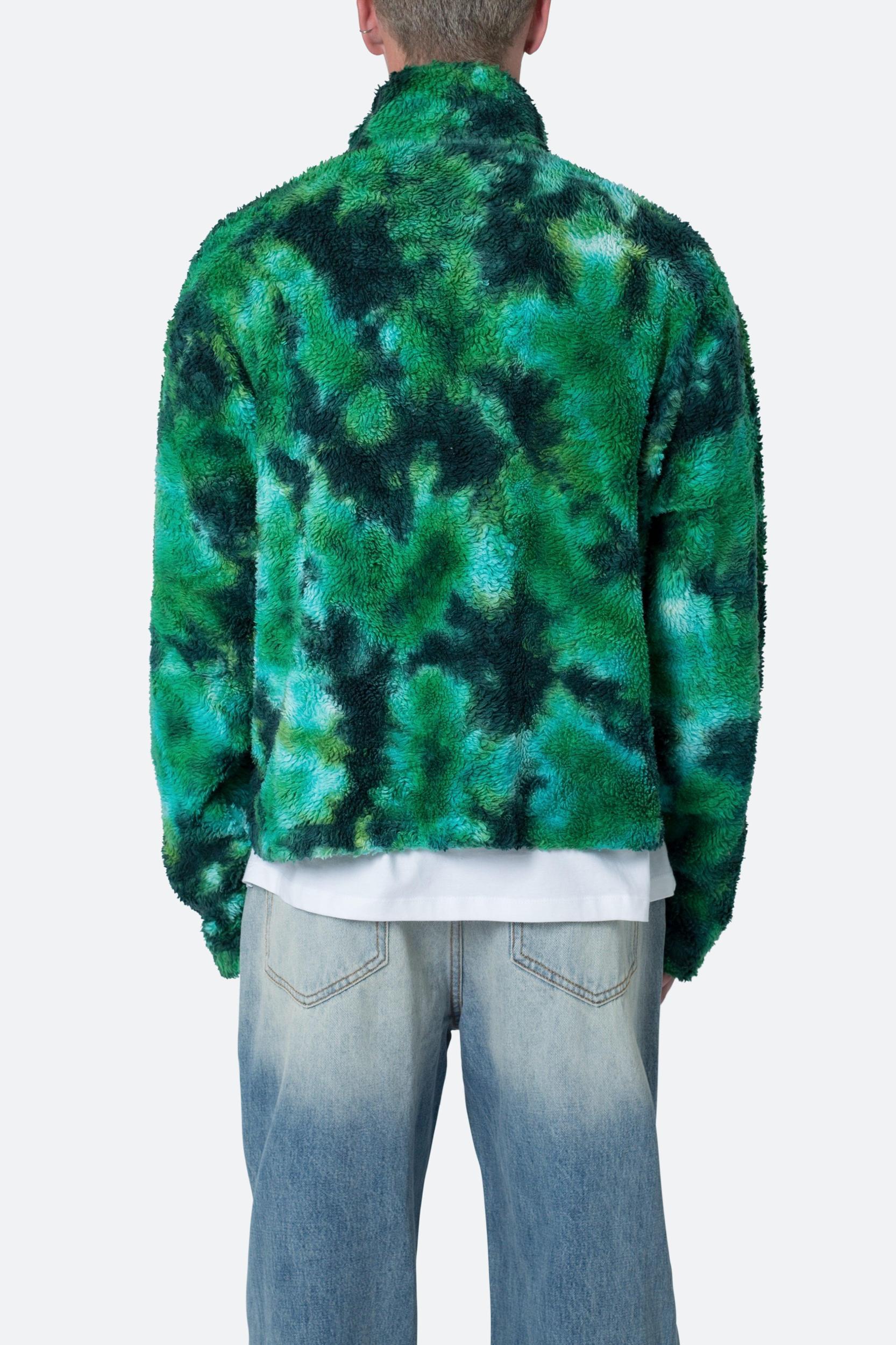Tie Dye Sherpa Pullover Sweater - Green Product Image