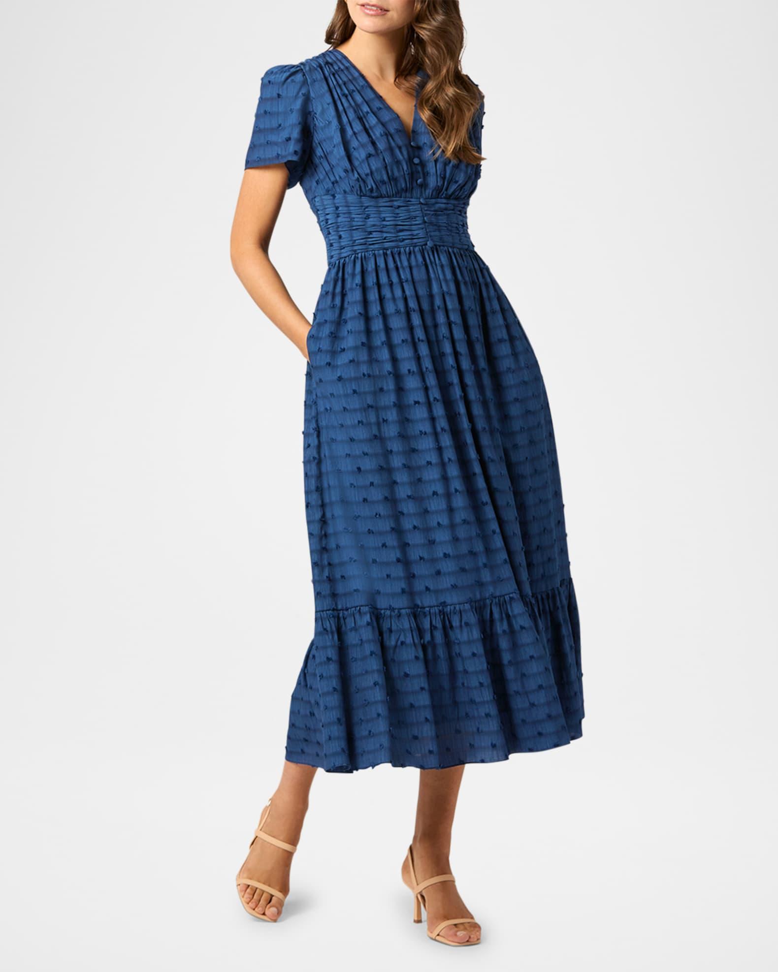 Ferrera Striped Flounce Empire Midi Dress Product Image