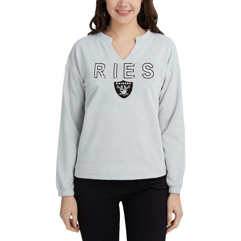 Womens Concepts Sport Gray Las Vegas Raiders Sunray Notch Neck Long Sleeve T-Shirt Product Image