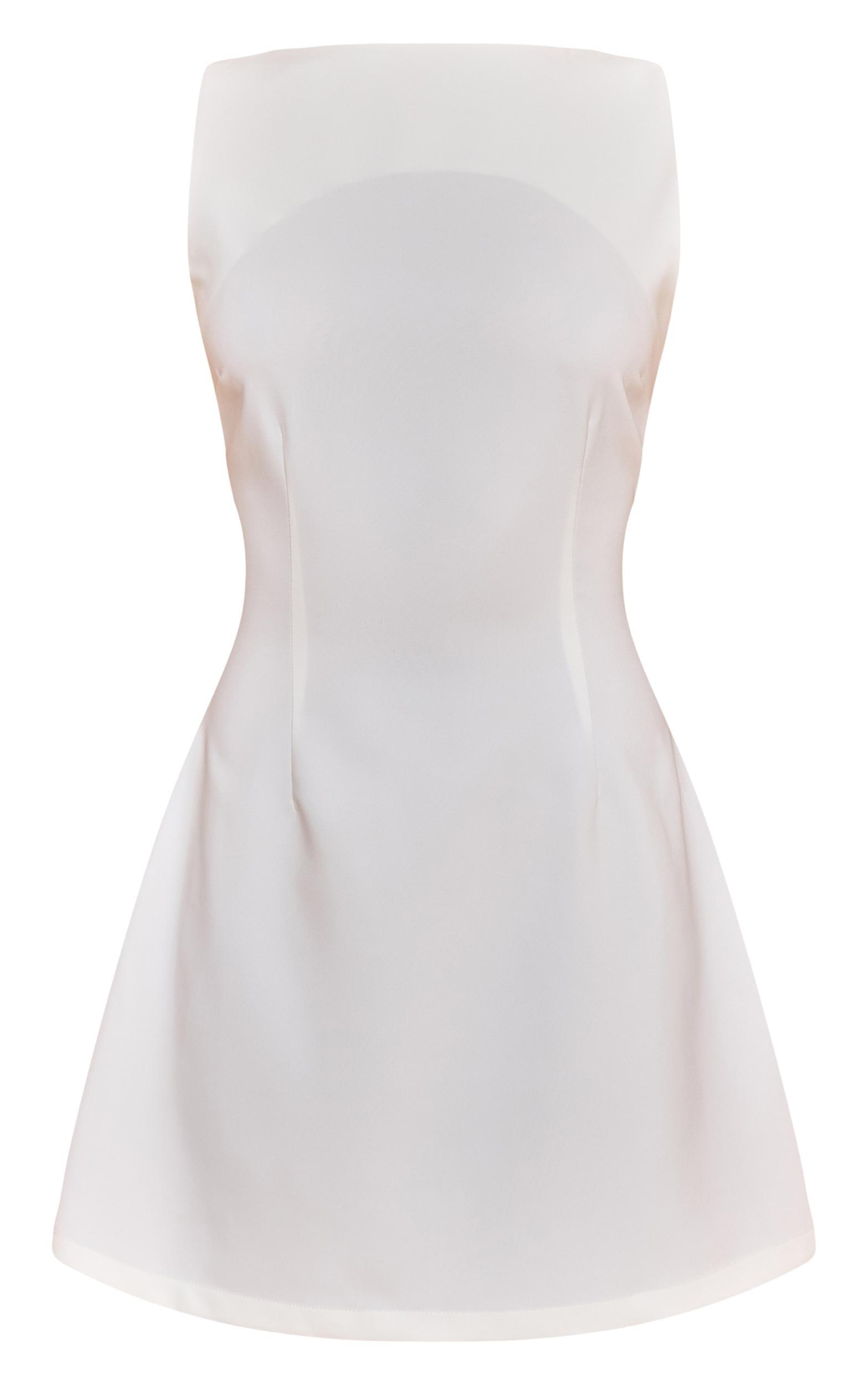Petite White Open Back Woven Shift Mini Dress Product Image