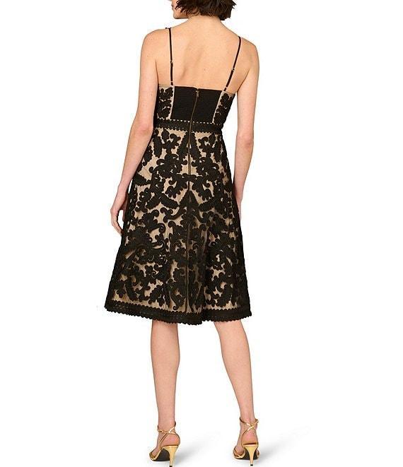 Aidan Mattox Sweetheart Neck Embroidered A-Line Midi Dress Product Image