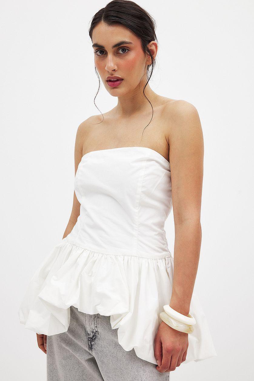 Cotton Bubble Hem Bandeau Top Product Image