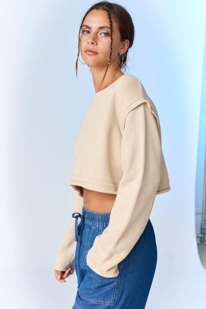 "Zoe" L/S Knit Crop Top Product Image