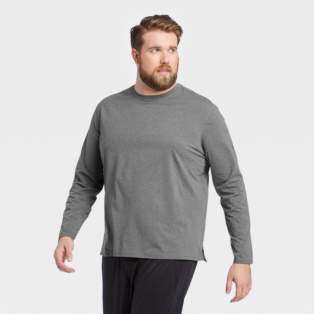 Men's Long Sleeve Performance T-Shirt - All In Motion™ Dark M: Recycled Polyester, Spandex, Moisture Wicking Product Image