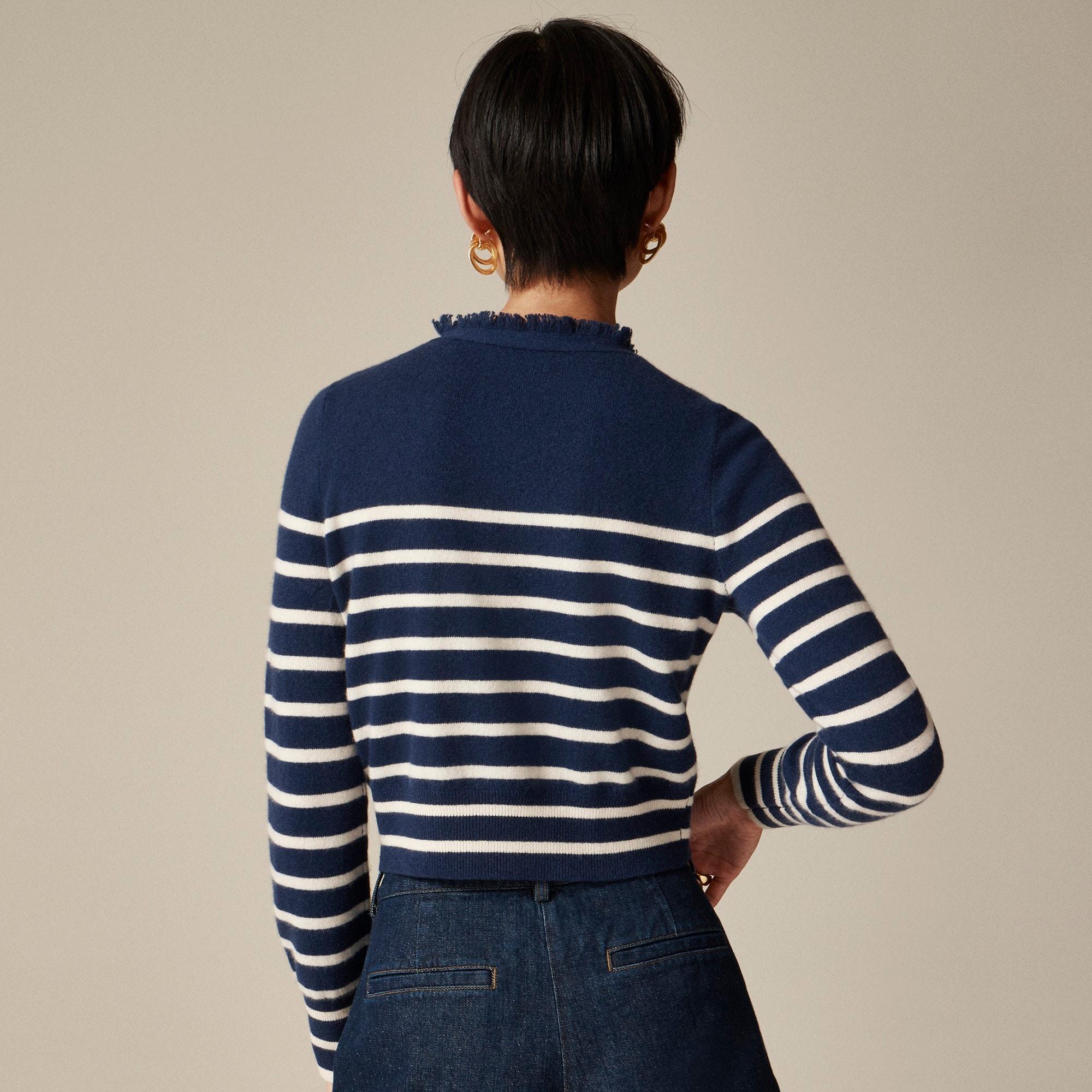 Cashmere fringe-trim sweater lady jacket Product Image